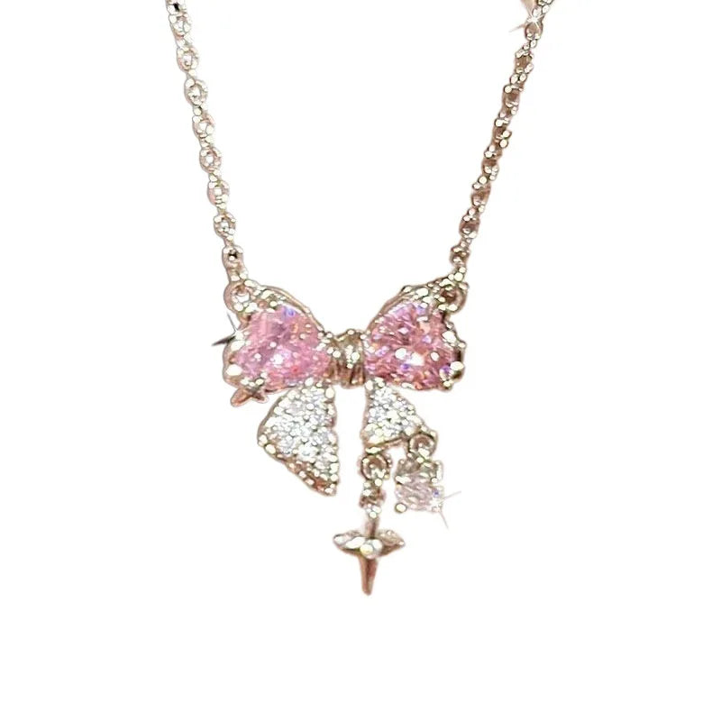 Visoré - Sweet Pink Rhinestone Pendant; Woman's necklace